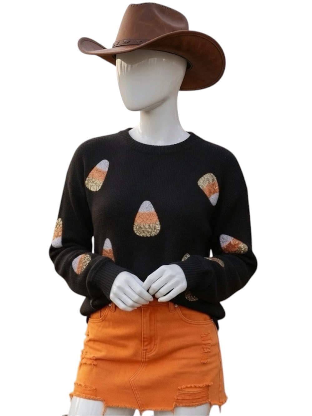 POODIT Cutest sequin candy corn oversized pullover S M L XL 2XL